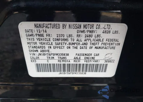 2015 Infiniti Q50 Premium/Sport z USA, uszkodzony, nr VIN JN1BV7AP5FM335838